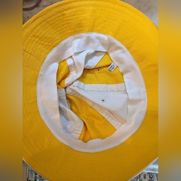 Yellow bucket hat with white stripes | Size Small | 100% cotton - Picture 3 of 6